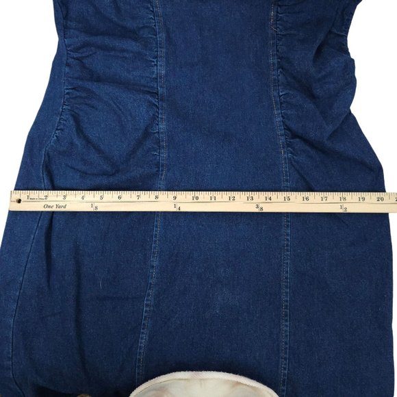 Vintage Denim Dress Modest READ SIZE 13/14 Long Sleeve Y2K 80s 90s Dark Wash - Picture 9 of 16
